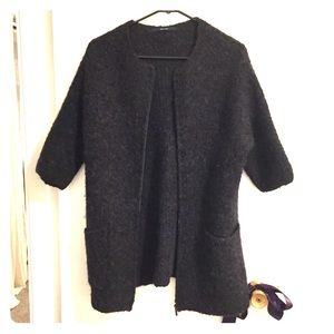 Wool & alpaca zip-up dark sweater top